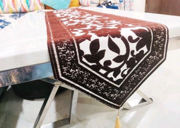  Gorki Cotton Embroidered  Table Runner - Brown